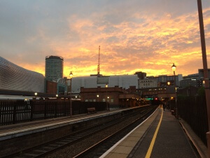 Birmingham from Moor Street, after launch of 3 books from Cinnamon Press